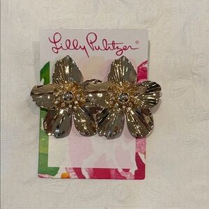 Lilly Pulitzer Gold Metallic Oversized Orchid Earrings